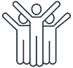 icon of 3 people with their hands raised